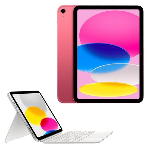 Tablet APPLE iPad 10.9" 10 gen. 64 GB 5G Wi-Fi Różowy + Etui na iPad APPLE Magic Keyboard Folio Biały Klawiatura