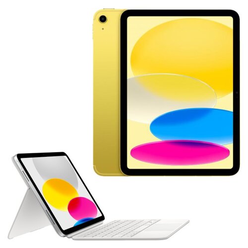 Tablet APPLE iPad 10.9" 10 gen. 64 GB 5G Wi-Fi Żółty + Etui na iPad APPLE Magic Keyboard Folio Biały Klawiatura