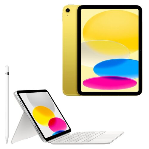 Tablet APPLE iPad 10.9 10 gen. 64 GB 5G Wi-Fi Żółty + Etui na iPad APPLE Magic Keyboard Folio + Rysik APPLE (1. gen) MQLY3ZM/A