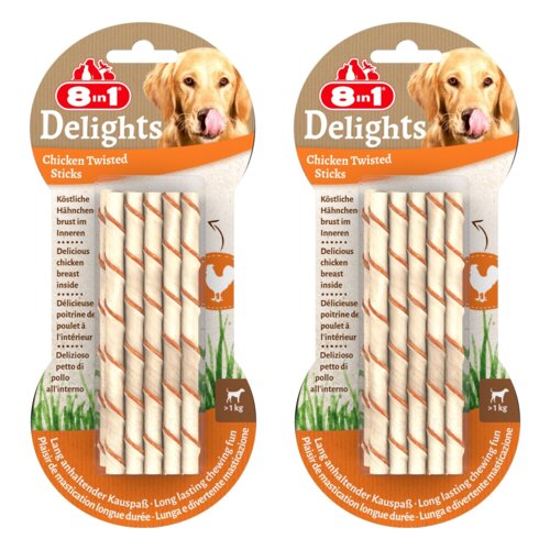 Przysmak dla psa 8IN1 Delights Twisted Sticks (20 szt.) 2 x 55 g