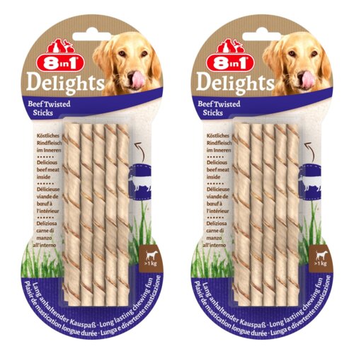 Przysmak dla psa 8IN1 Delights Beef Twisted Sticks (20 szt.) 2 x 55 g