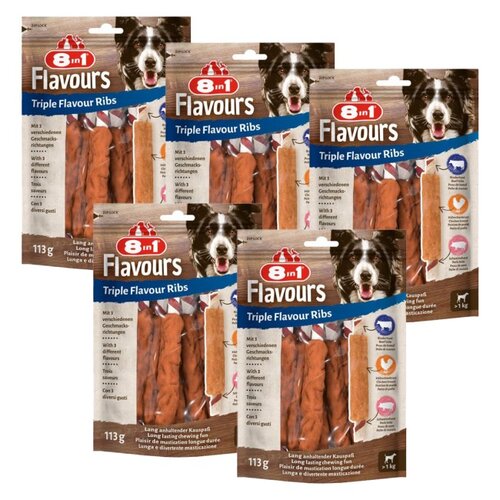 Przysmak dla psa 8IN1 Triple Flavour Ribs 5 x 113 g