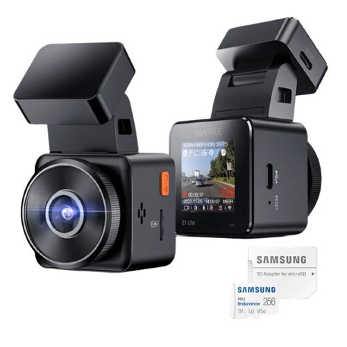 Wideorejestrator VANTRUE E1 Lite + Karta pamięci SAMSUNG Pro Endurance microSDXC 256GB + Adapter