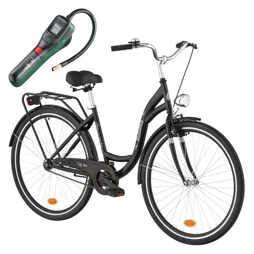 Rower miejski INDIANA Moena S1B 28 cali damski Czarny + Pompka rowerowa BOSCH EasyPump 0603947000