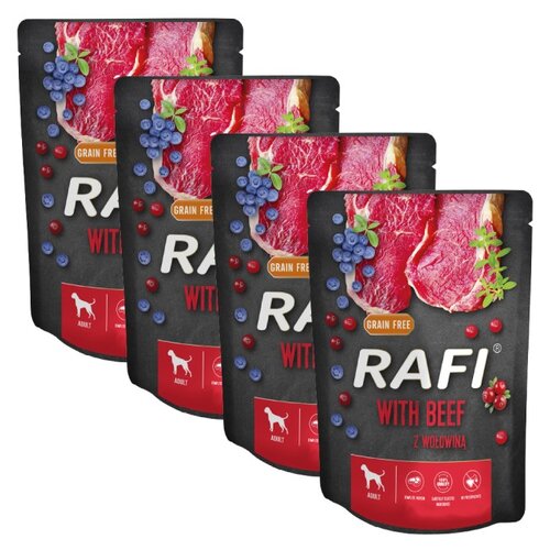Karma dla psa RAFI Wołowina z borówką i żurawiną 4 x 300 g