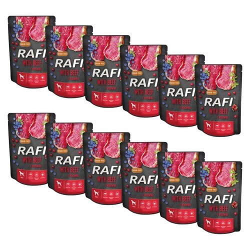Karma dla psa RAFI Wołowina z borówką i żurawiną 12 x 300 g
