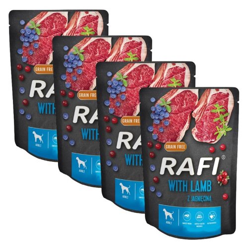Karma dla psa RAFI z jagnięciną, borówką i żurawiną 4 x 300 g