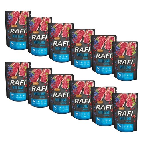 Karma dla psa RAFI z jagnięciną, borówką i żurawiną 12 x 300 g
