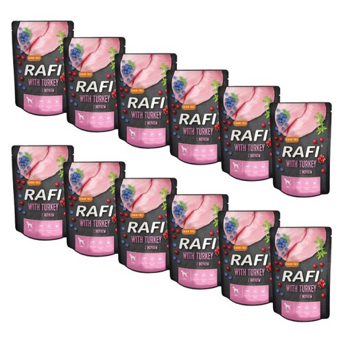 Karma dla psa RAFI z indykiem, borówką i żurawiną 12 x 300 g