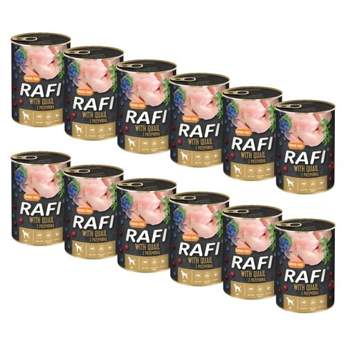 Karma dla psa RAFI z przepiórką, borówką i żurawiną 12 x 400 g