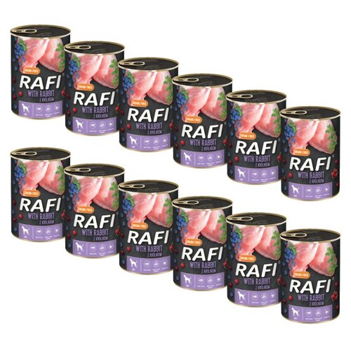 Karma dla psa RAFI z królikiem, borówką i żurawiną 12 x 400 g