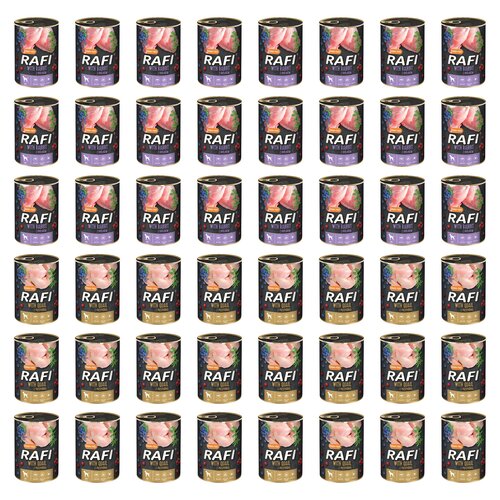 Karma dla psa RAFI Mix smaków z królikiem, borówką i żurawiną, przepiórką, borówką i żurawiną 48 x 400 g