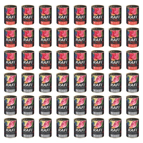 Karma dla psa RAFI Mix smaków z wołowiną, borówką i żurawiną, żołądkami wołowymi, szynką wieprzową z borówką i żurawiną 48 x 400 g