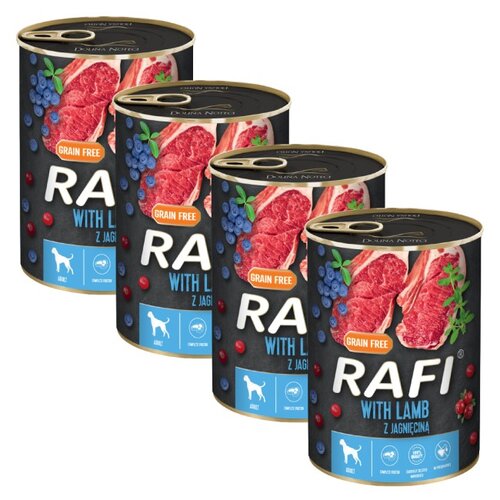Karma dla psa RAFI z jagnięciną, borówką i żurawiną 4 x 400 g