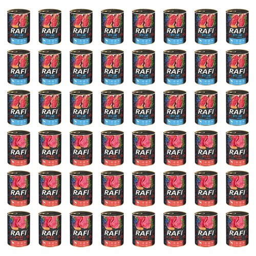 Karma dla psa RAFI Mix smaków z jagnięciną, borówką i żurawiną, wołowiną, borówką i żurawiną 48 x 400 g