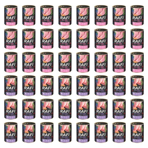 Karma dla psa RAFI Mix smaków z indykiem, borówką i żurawiną, królikiem, borówką i żurawiną 48 x 400 g