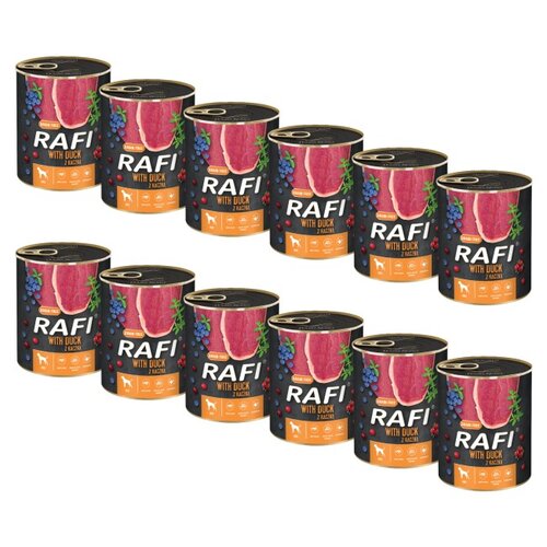 Karma dla psa RAFI z kaczką, borówką i żurawiną 12 x 800 g