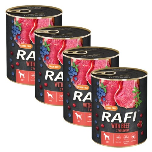Karma dla psa RAFI Wołowina z borówką i żurawiną 4 x 800 g