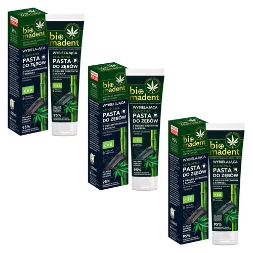 Pasta do zębów BIO MADENT Konopna z węglem drzewnym bambusowym 100 ml 3 szt.