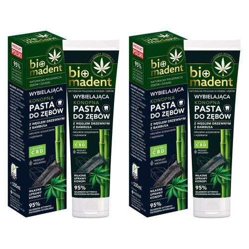 Pasta do zębów BIO MADENT Konopna z węglem drzewnym bambusowym 100 ml 2 szt.