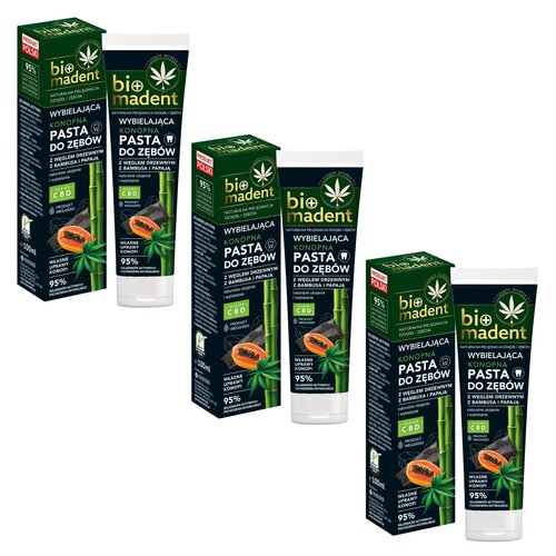 Pasta do zębów BIO MADENT Konopna z węglem drzewnym i papają 100 ml 3 szt.