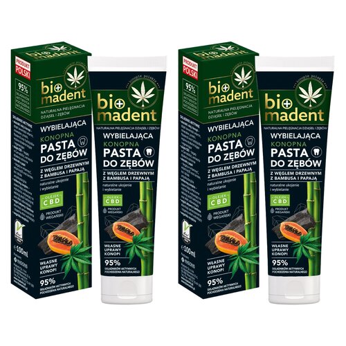Pasta do zębów BIO MADENT Konopna z węglem drzewnym i papają 100 ml 2 szt.
