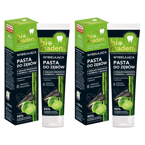 Pasta do zębów BIO MADENT z węglem drzewnym bambusowym i limonką 100 ml 2 szt.