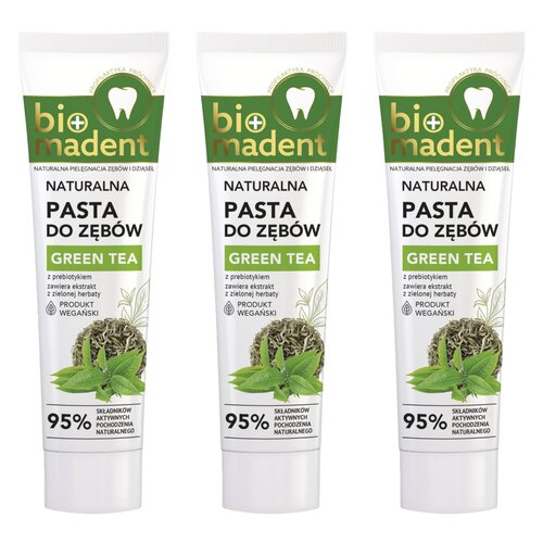 Pasta do zębów BIO MADENT Green Tea z prebiotykiem 100 ml 3 szt.