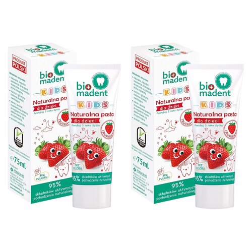 Pasta do zębów BIO MADENT Naturalna Truskawka 75 ml 2 szt.