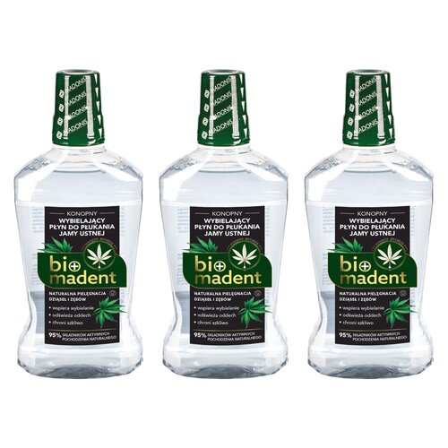 Płyn do płukania jamy ustnej BIO MADENT Wybielający Konopny 3 x 500 ml