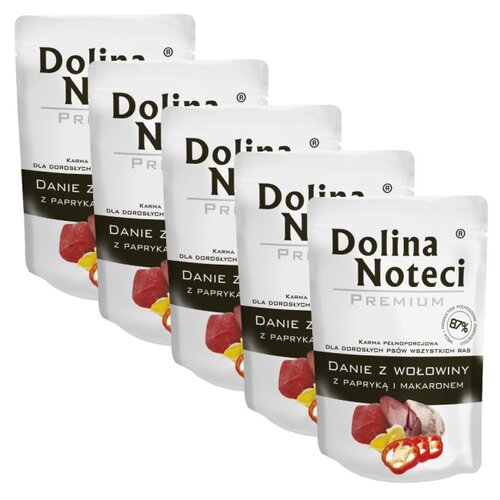 Karma dla psa DOLINA NOTECI Premium Danie z wołowiny z papryką i makaronem 5 x 100 g