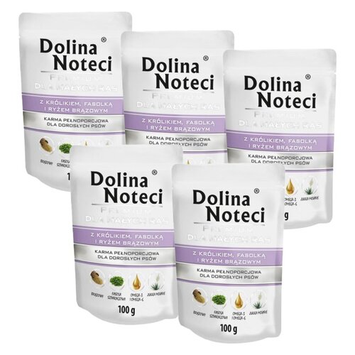 Karma dla psa DOLINA NOTECI Premium z królikiem, fasolką i ryżem brązowym 5 x 100 g