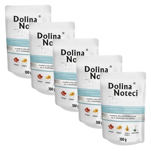 Karma dla psa DOLINA NOTECI Premium z cielęciną, pomidorami i makaronem 5 x 100 g
