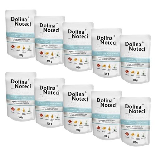 Karma dla psa DOLINA NOTECI Premium z cielęciną, pomidorami i makaronem 10 x 100 g