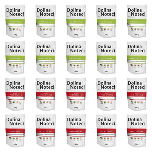 Karma dla psa DOLINA NOTECI Mix smaków Premium bogata w dziczyznę, wołowinę 20 x 500 g