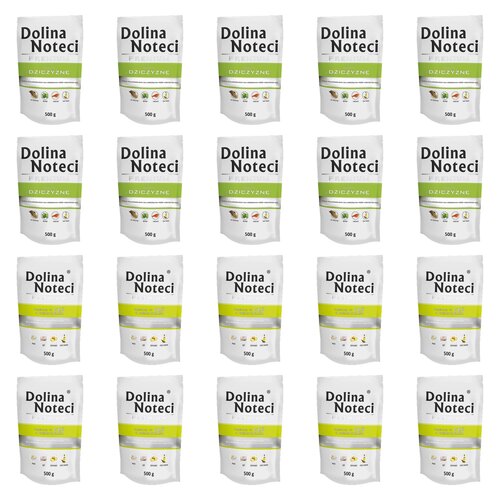 Karma dla psa DOLINA NOTECI Mix smaków Premium bogata w dziczyznę, gęś z ziemniakami 20 x 500 g