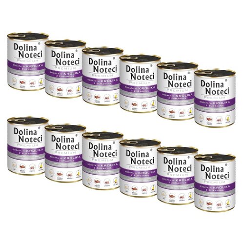 Karma dla psa DOLINA NOTECI Premium bogata w królika z żurawiną 12 x 400 g