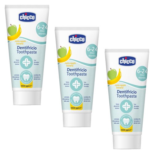 Pasta do zębów CHICCO z fluorem Jabłko-banan 6m+ 50 ml 3 szt.