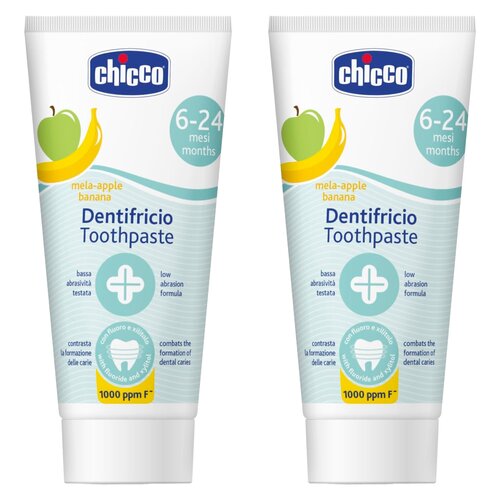 Pasta do zębów CHICCO z fluorem Jabłko-banan 6m+ 50 ml 2 szt.