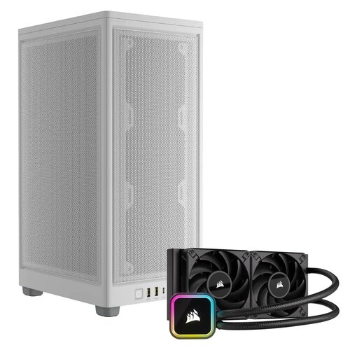 Chłodzenie wodne CORSAIR iCUE H115i RGB Elite + Obudowa CORSAIR 2000D Airflow Biały