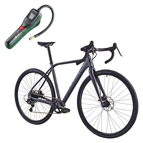 Rower gravel FONDRIEST Raptor 1.0 M20 28 cali męski Szaro-czarny + Pompka rowerowa BOSCH EasyPump 0603947000