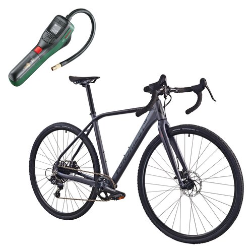 Rower gravel FONDRIEST Raptor 1.0 M23 28 cali męski Szaro-czarny + Pompka rowerowa BOSCH EasyPump 0603947000