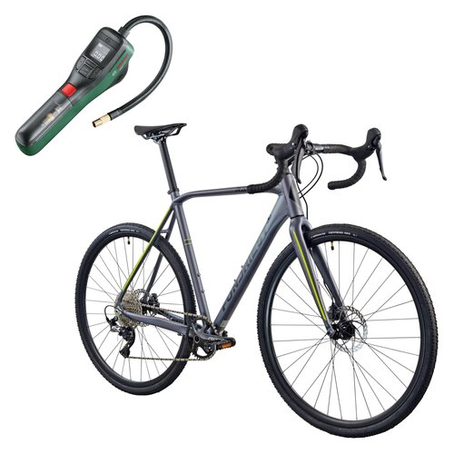 Rower gravel FONDRIEST Raptor 2.0 M24 28 cali męski Czarno-szary + Pompka rowerowa BOSCH EasyPump 0603947000