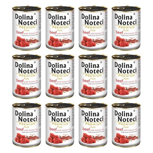 Karma dla psa DOLINA NOTECI Premium Pure bogata w wołowinę z ryżem 12 x 400 g