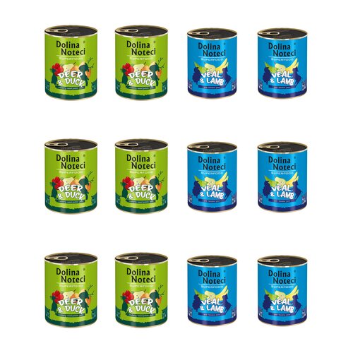 Karma dla psa DOLINA NOTECI Mix smaków Superfood z jeleniem i kaczką, cielęciną i jagnięciną 12 x 800 g