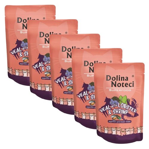 Karma dla kota DOLINA NOTECI Superfood z cielęciną z homarem i krewetkami 5 x 85 g