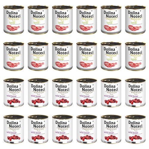 Karma dla psa DOLINA NOTECI Mix smaków Premium Pure bogata w jagnięcinę, dziczyznę 24 x 800 g