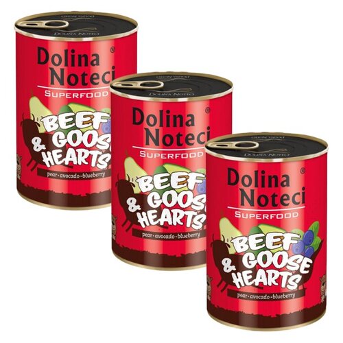 Karma dla psa DOLINA NOTECI Superfood z wołowiną i sercami gęsi 3 x 400 g
