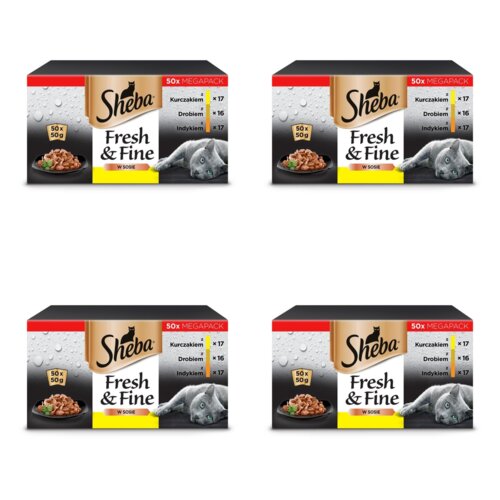 Karma dla kota SHEBA Fresh & Fine Drobiowe smaki (200 x 50 g)