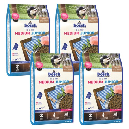 Karma dla psa BOSCH Medium Junior Drób 4 x 3 kg